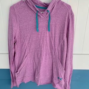 Lightweight high neck under armour hood sweatshirt